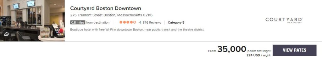 courtyard boston downtown tarif