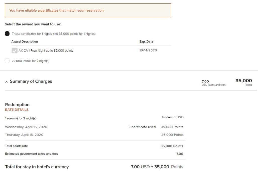 ac hotel times square certificate use 2 nights