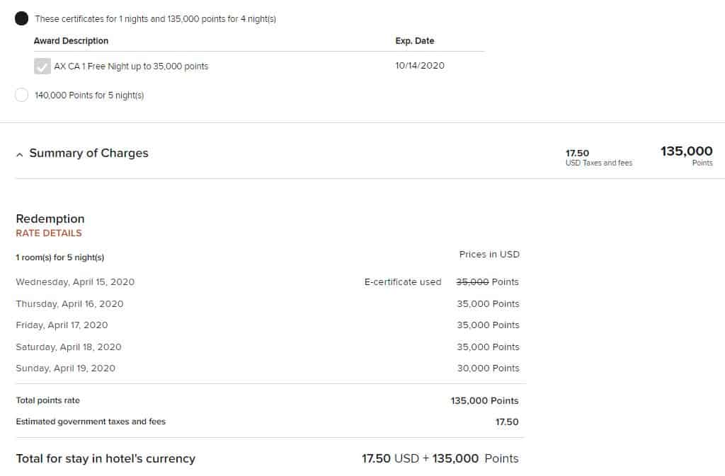 ac hotel times square certificate use 5 nights