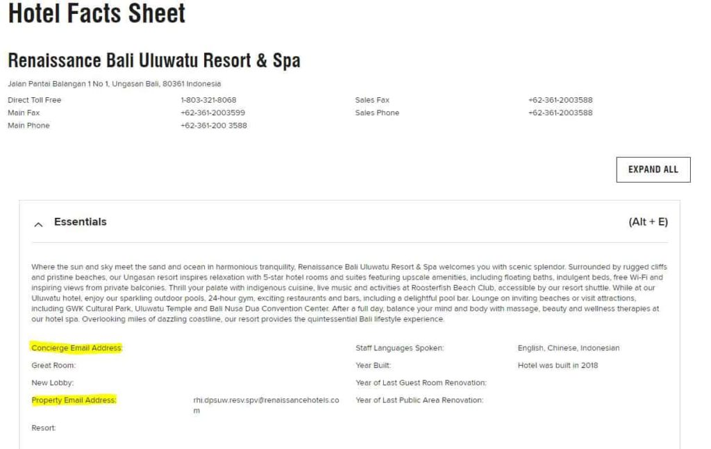 Code Marsha Marriott Renaissance