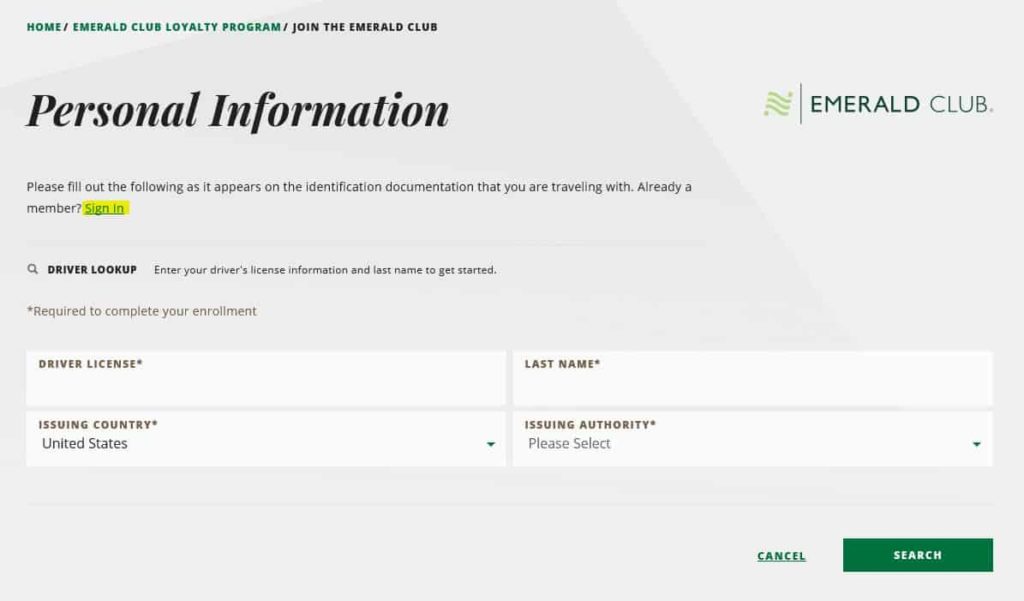National Car Executive Elite Signin