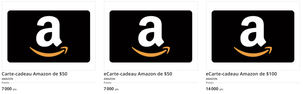 Carte cadeau Amazon eboutique Aeroplan
