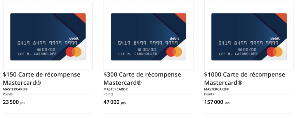 Carte cadeau Mastercard eboutique Aeroplan