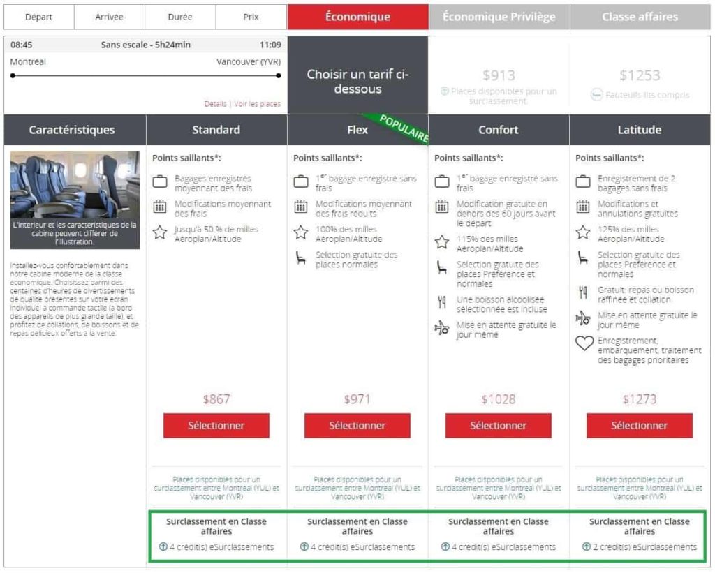 Air Canada Altitude Yul Yvr Esurclassement