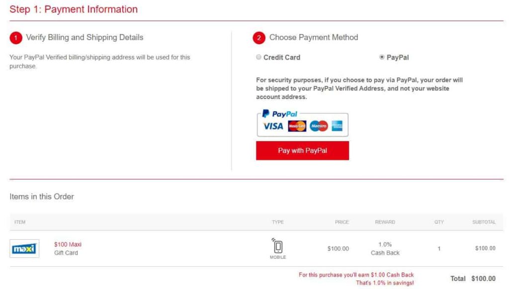 Carte Cadeau Maxi Paypal