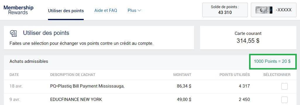 Platine Points Voyage