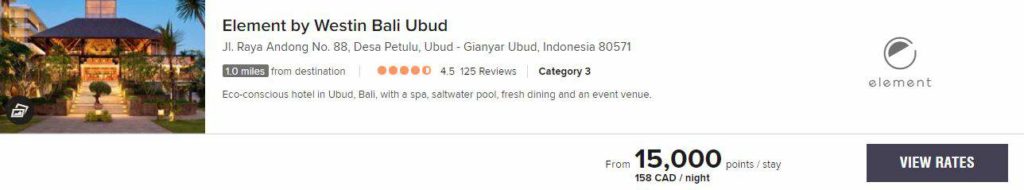 Element Westin Ubud Tarif