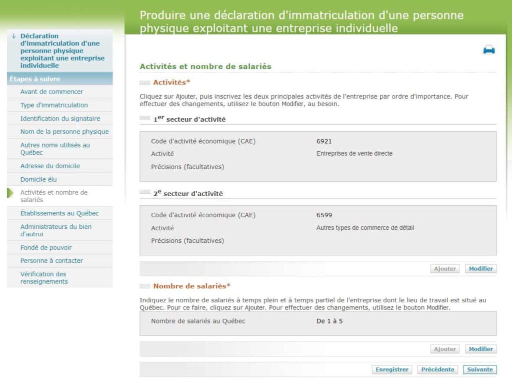 Immatriculation Activites Fr