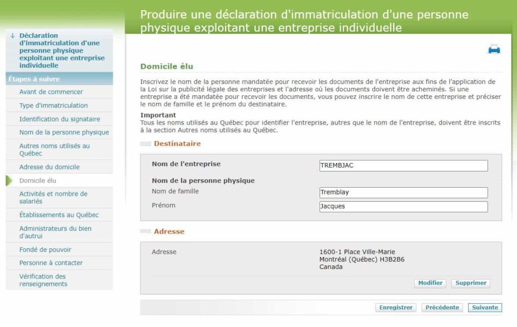 Immatriculation Domicile Fr