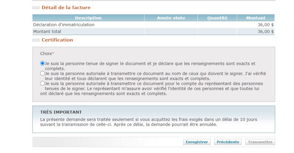 Immatriculation Paiement Fr