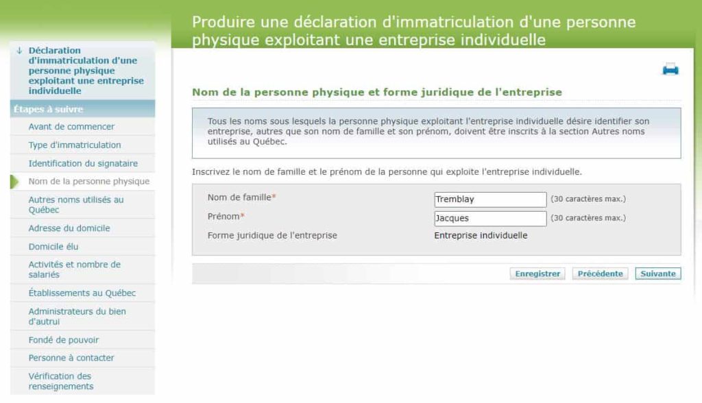 Immatriculation Personne Fr