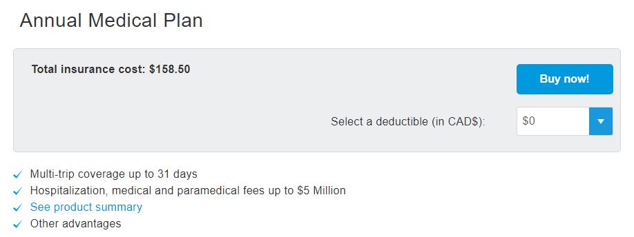 31 Day Blue Cross Insurance