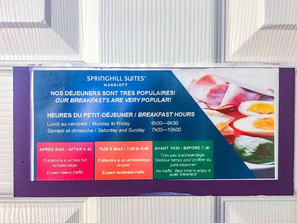 Springhill Suites Vieux Montreal Note Reception Petit Dejeuner