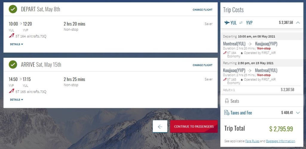 Yul Yvp Canadian North Cash Fr