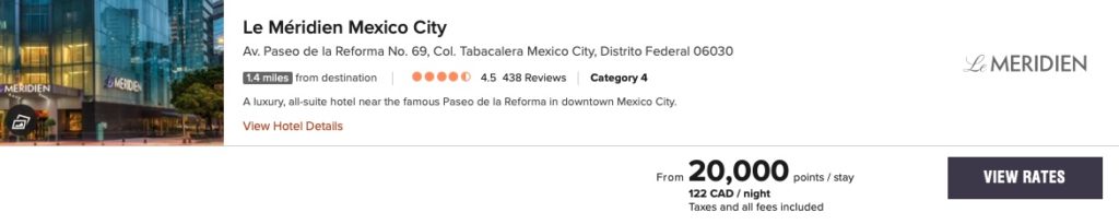 tarif le meridien mexico city