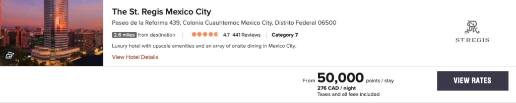 tarif st regis mexico city