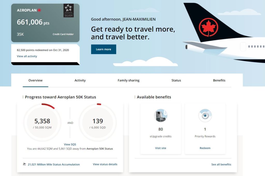 Aeroplan Dashboard Fr