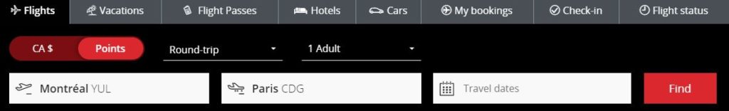 New Aeroplan Selector Option Points
