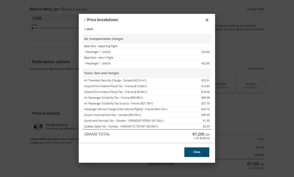 New Aeroplan Yul Cdg Business Repartition Prices