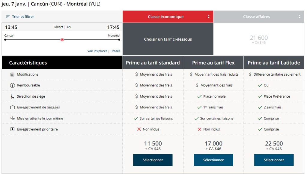 Nouveau Aeroplan Yul Cun Eco Retour