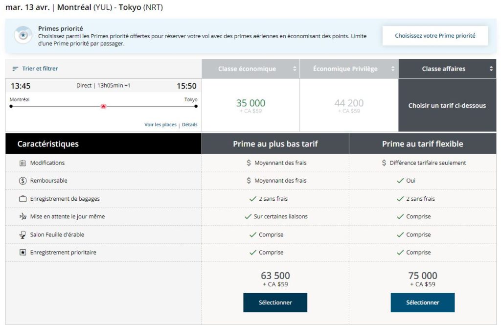 Nouveau Aeroplan Yul Nrt Affaires