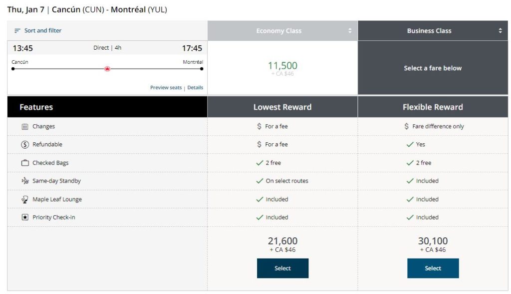 New Aeroplan Yul Cun Business Back