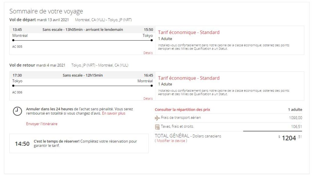 New Aeroplan Yul Nrt Eco Silver