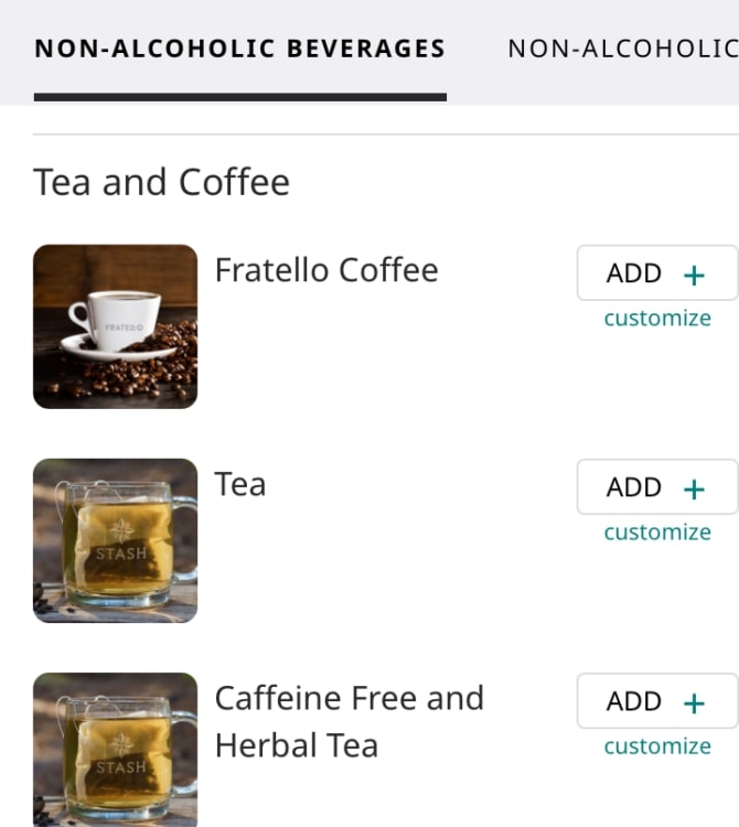 Westjet Elevation Lounge Boissons Chaudes