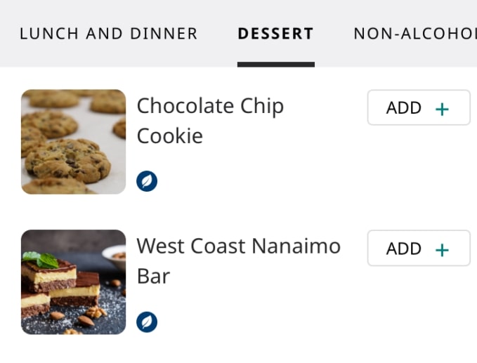 Westjet Elevation Lounge Dessert