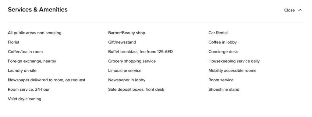 Services Amenities Sheraton Grand Hotel Dubai