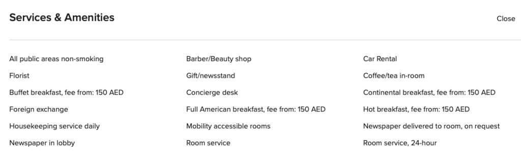 Grosvenor House Services And Amenities