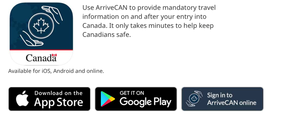 Application ArriveCAN