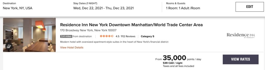 certicat residence inn new york downtown