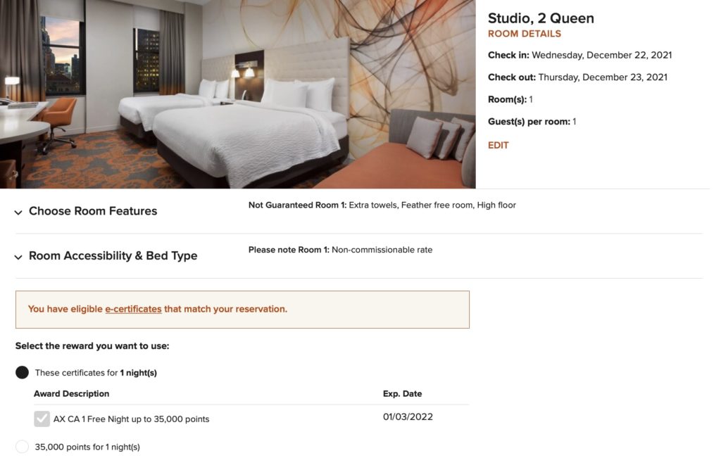 certificate residence inn new york downtown