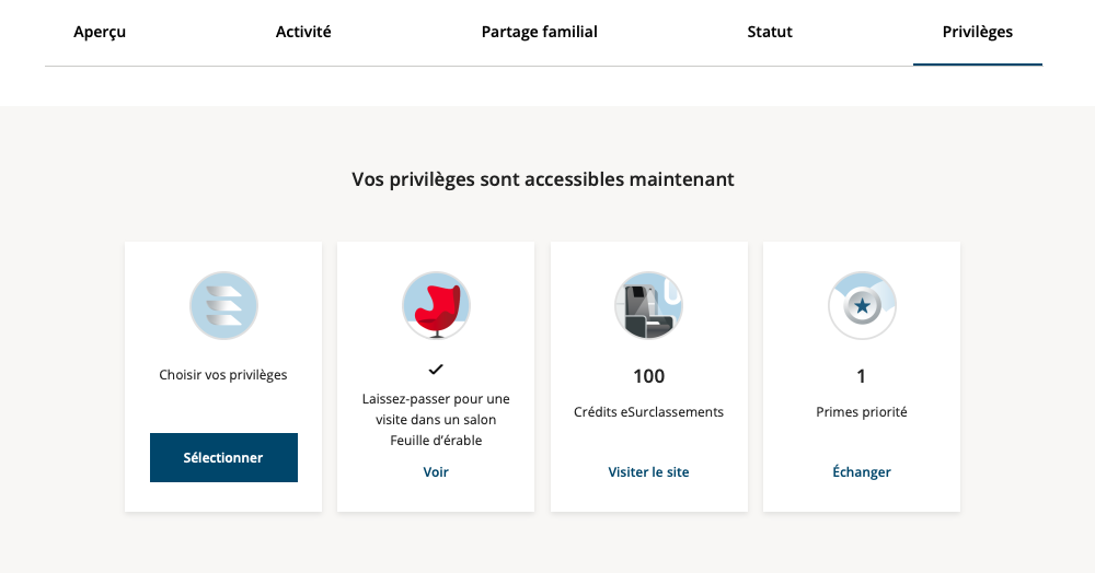 Onglet Privileges Aeroplan Fr