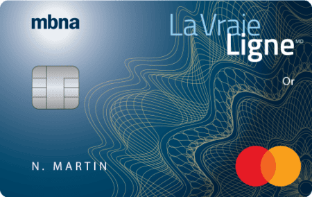Carte de crédit Mastercard La Vraie Ligne Or MBNA