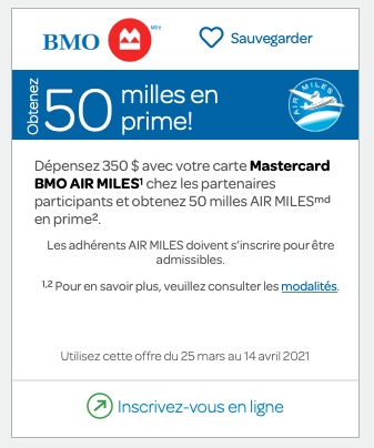 Offre Bmo Air Miles Fr