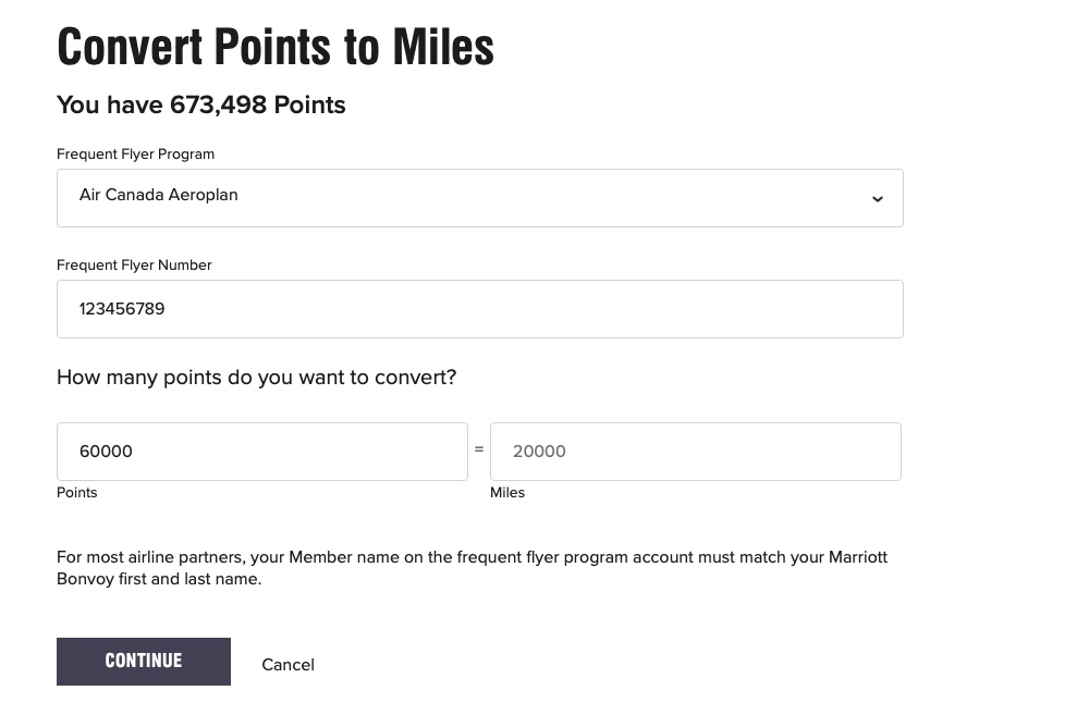 Transfer Marriott Bonvoy Points Aeroplan En
