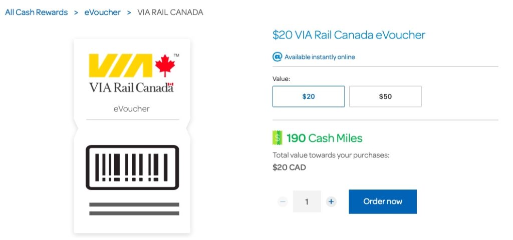 Electronic voucher Via Rail