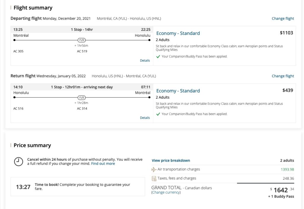 Buddy Pass Yul Hnl Price With Pass Fr