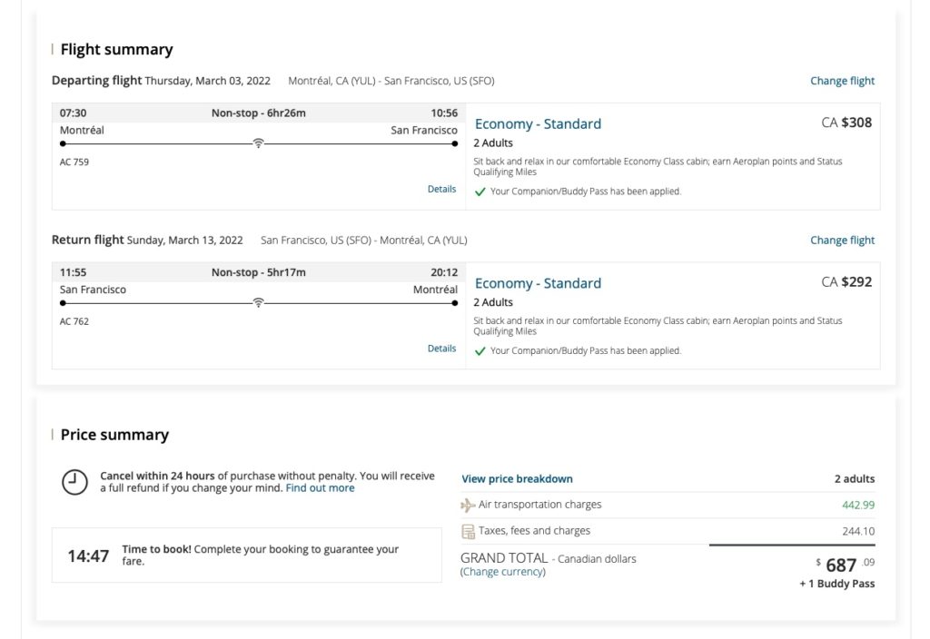 Buddy Pass Yul Sfo Price With Pass Fr