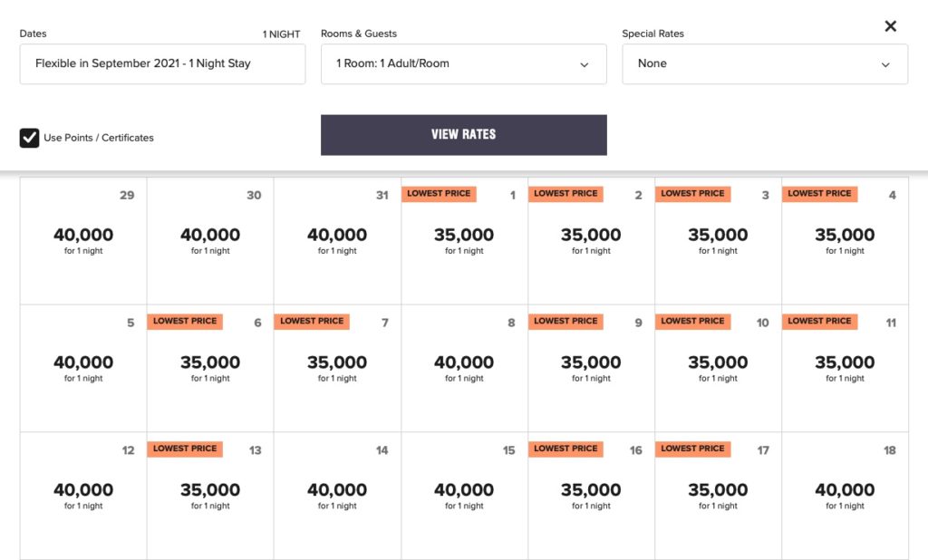 Calendrier Flexibilite Marriott Bonvoy
