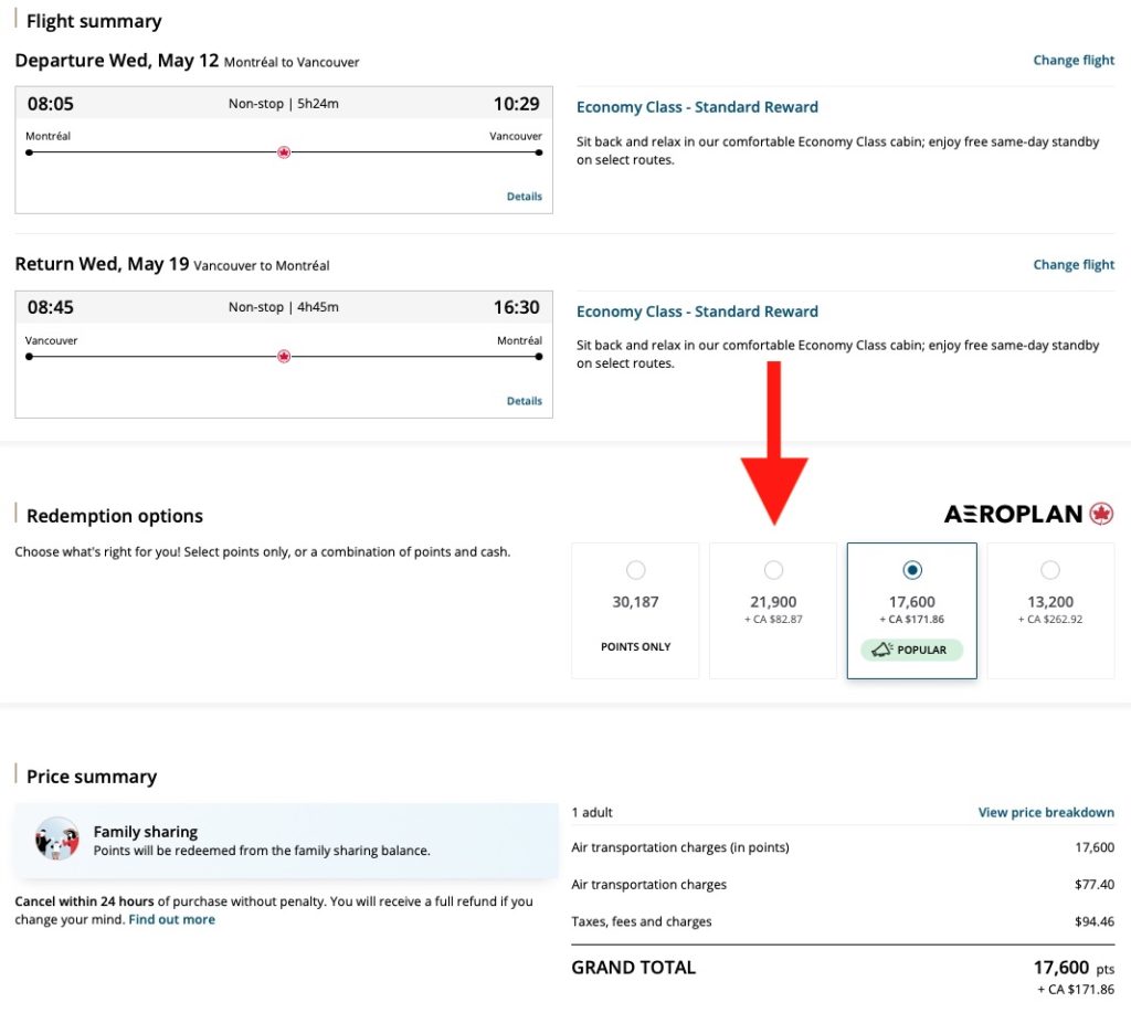 Change Aeroplan Reservation En