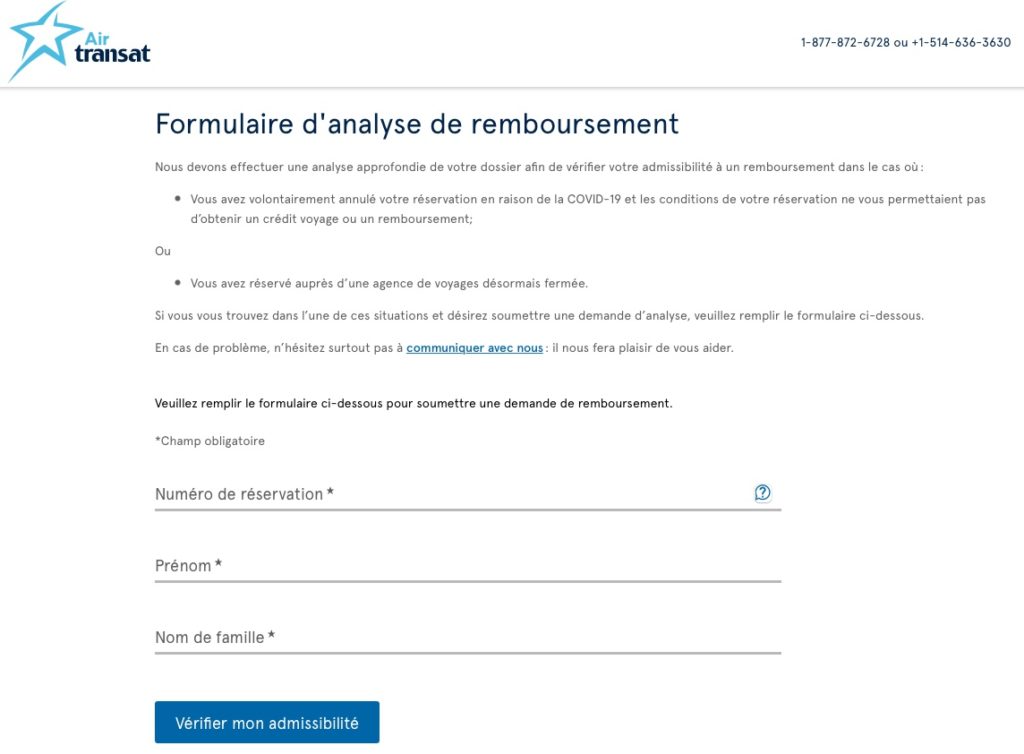 Transat Refund Form En