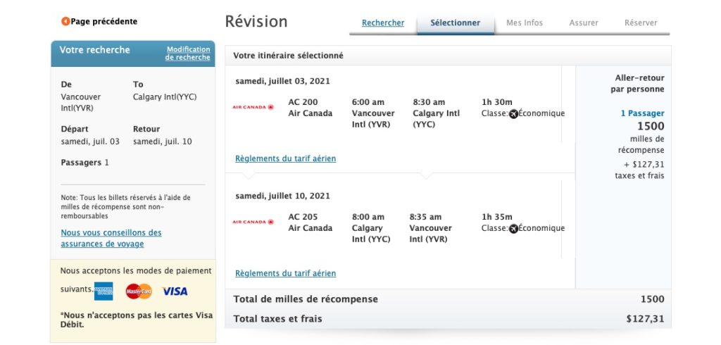Yvr Yyc Air Miles Fr