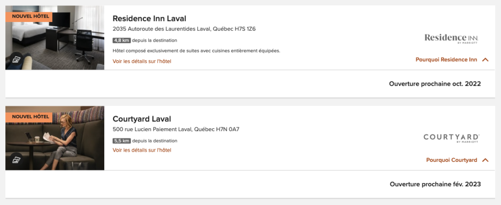 Ouvertures Hôtels Marriott