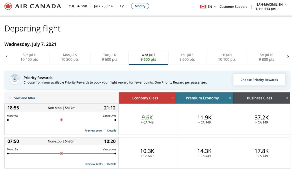 Aeroplan rewards calendar May Fr