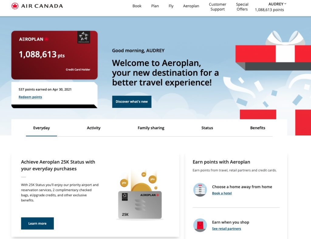 Aeroplan Qualification Account En