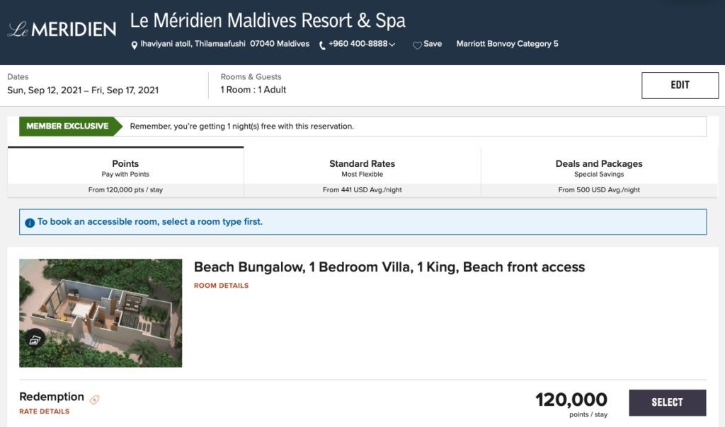 Meridien Maldives Beach Bungalow