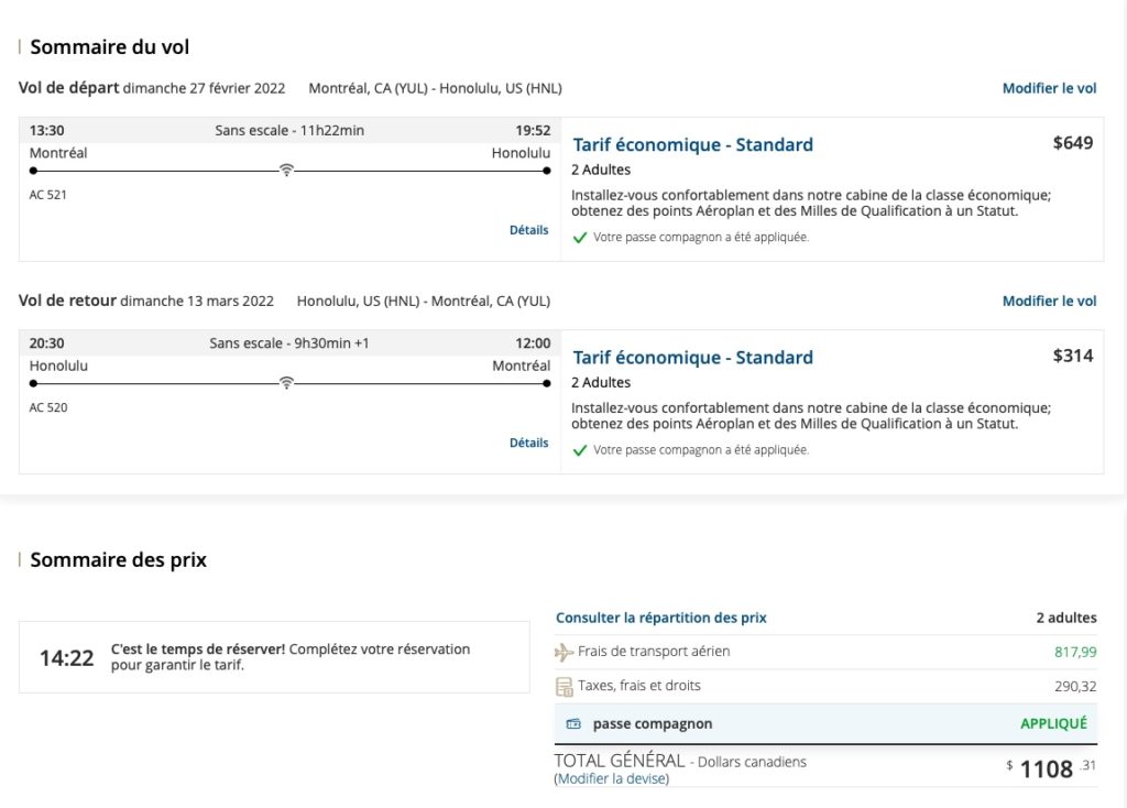 Montreal Honolulu Buddy Pass Fr